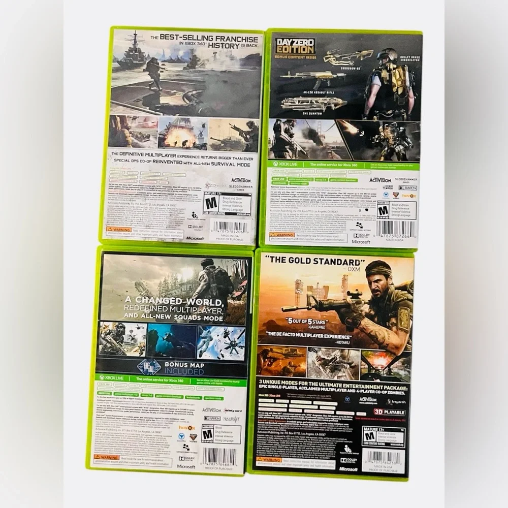 Xbox 360 Call of Duty Lot (4 Games) – Black Ops, MW3, Ghosts, Advanced Warfare